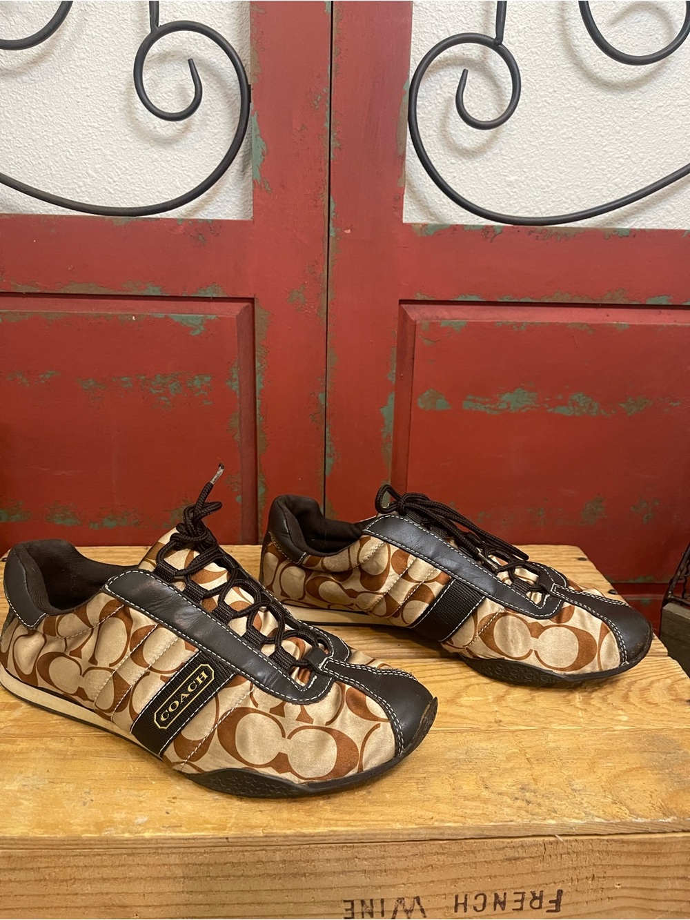 Vintage Y2K Coach Kirby Signature Monogram Sneakers Brown Tan Size 9M Q999